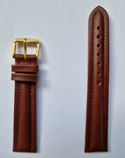 Ranger Brown Deep Padded Leather stitching Watch Strap S/S Gold Buckle 18/20mm