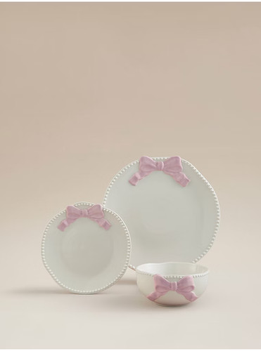 Pink white bow - pink, set