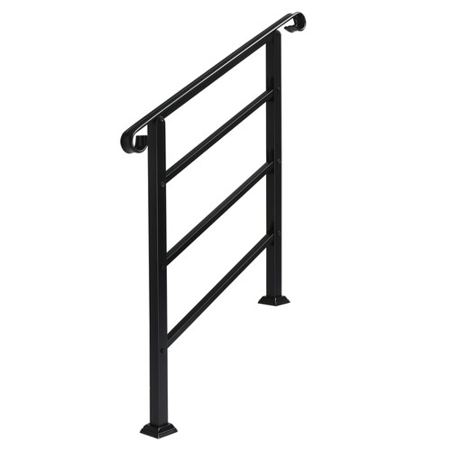 Black wrought iron handrail - black,