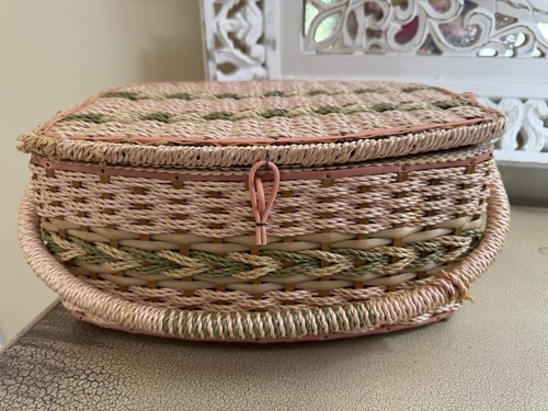 Vintage japan pink wicker - vintage,