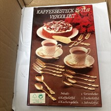 KAFFEEBESTECK 15-TLG VERGOLDET TEA TIME CUTLERY 15 Piece Gold Plated