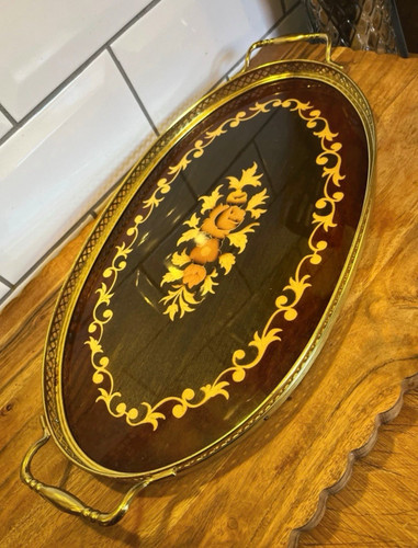 Vintage italian oval wood - italian,
