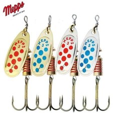 Mepps French Comet Spinner/Lure Sizes 0-4 Silver Red/Blue Dot, Gold Red/Blue Dot