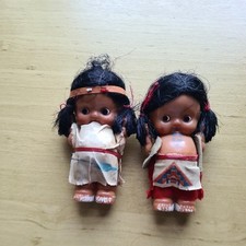VINTAGE  Hard Plastic Native American Indian Baby Dolls