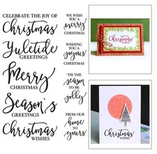 Clear Stamp  - Silicone - 9 SENTIMENTS  - CHRISTMAS WISHES - MERRY CHRISTMAS