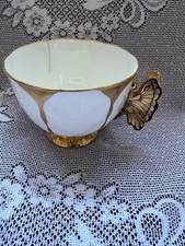 AYNSLEY WHITE & GOLD BUTTERFLY HANDLE CUP AS FOUND
