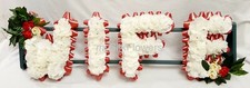 WIFE Artificial Silk Funeral Tribute Any 4 Letter Name Flower Wreath SIS MUM