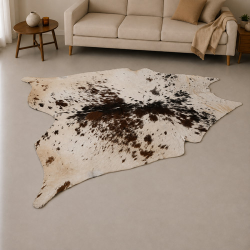 Genuine brown white - white, cowhide