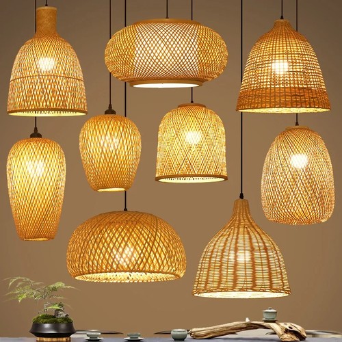 Handwoven bamboo pendant light - handwoven,