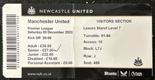 Newcastle United V Manchester United 2023 Football Match Ticket Stub 2024