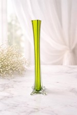 Vintage Green Glass Bud Vase