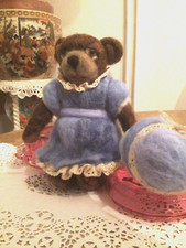 Needle felted Elisabeth bear Handmade Regency style Jane Austen inspired 8" wool