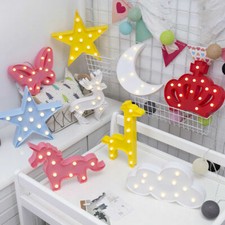 3D LED Unicorn Cat Star Night Light Wall Lamp Kids Baby Bedroom Table Desk Lamp 