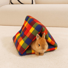 1pc Warm Rabbit Cotton Nest Semi-Enclosed Hamster Triangle Tent For Small Animal