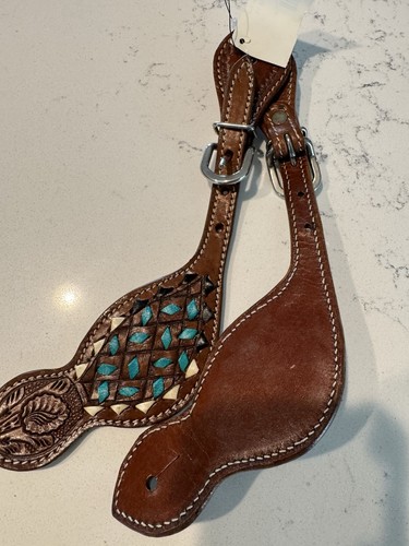 Leather turquoise spur straps - turquoise,