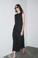 ZARA BLACK 100% LINEN MIDI