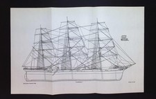 Garfield Sailing Ship Plan – 1927 Fold-Out Rigging Illustration Harland & Wolff