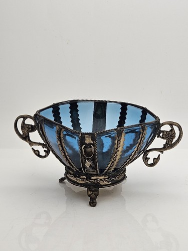 Vintage cobalt blue glass bowl - cobalt,