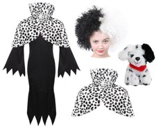 GIRLS CRUELLA COSTUME EVIL DOG LADY DALMATIAN WORLD BOOK DAY FANCY DRESS 