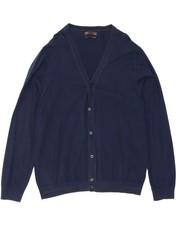MARKS & SPENCER Mens Cardigan Sweater Large Navy Blue Cotton DV93