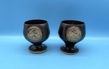 Pair Vintage Jerry Harper I.P.A Medieval Style Goblets Hand Thrown 