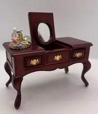 Dolls House furniture dressing table fold away mirror & accessories 1/12th Scale