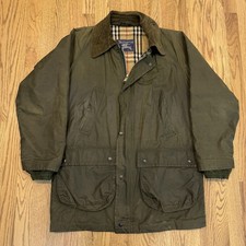 Burberry's Waxed Cotton Oiled Zip Jacket Fits Men’s Large Nova Check England Vtg