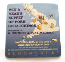 G Simmons  & Sons - Walsall - Pork Scratchings - Vintage Beer Mat 2006