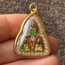 A110 Emerald Buddha Golden Pendant Thai amulet Talisman Protection Lucky Wealth