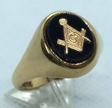 9ct yellow gold masonic - yellow, onyx