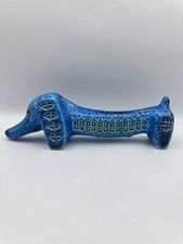Bitossi Rimini Blu Ceramic Long Dog Figure. Genuine With Stamp. Dachshund Dog