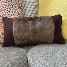 Black Springbok Skin Pillow Case Size:17x10"  Black Cushion Cover  Suede Backing