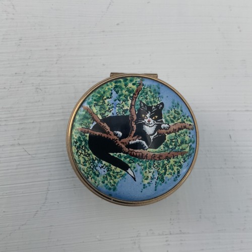 Enamel trinket box pot with - trinket,