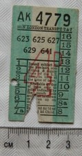 Vintage: 4d ticket London Transport T&T - 623, 625, 527, 629, 641