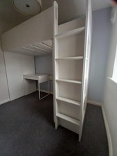 IKEA Smastad White Loft Bed with Wardrobe, Shelves, Ladder and Desk