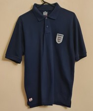 Vintage (1980s) ADMIRAL "FOR ENGLAND/UP FOR IT" Navy Blue Polo Shirt Size Large