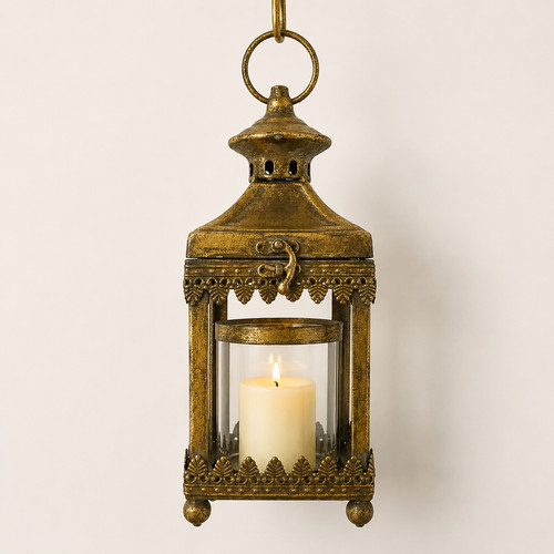 Metal gold candle - gold,
