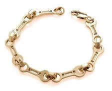 9CT YELLOW GOLD ON SILVER MEN'S SPANNER BRACELET - 8.5 INCH - UK MADE