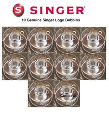 10 GENUINE SINGER PLASTIC SEWING MACHINE BOBBINS STAMPED LOGO Class 15 15K 15J +