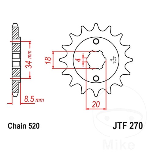 Front sprocket 520 - jt, t