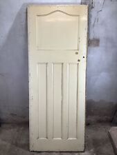 29 5/8"X76 1/8" 1930s Internal Painted Pine Four Panel Door Arched 1over3