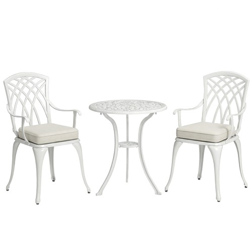 White cast aluminium piece - white, 3-piece