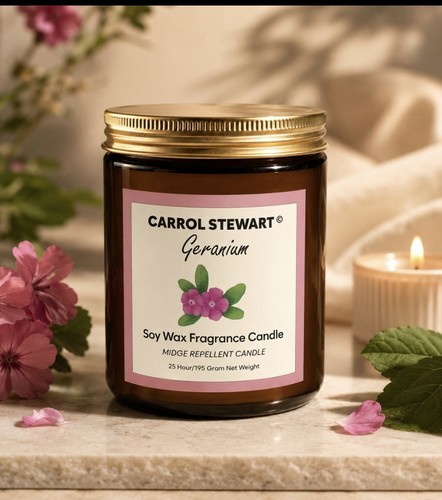 Geranium soy wax candle - wax, in