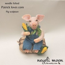 Needle felted Patrick Pig with