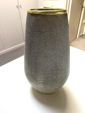 Faux Grey Shagreen Vase/ Pot with Gold Trim h 36 Cms New Item