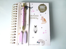 2025-26 Diary & Pen 18 Month Agenda Tri Coastal Weekly Planner Spiral Hard Cover