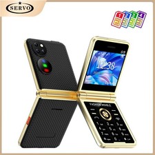 Unlocked Luxury SERVO P21 Flip Mobile Cellphones 4 SIM Card GSM Speed Dial FM
