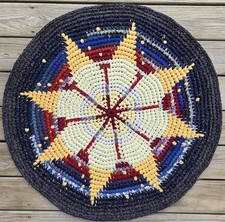 Handmade crocheted rag rug 34"