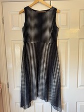 Wallis Petite Navy Spot dress Sheer With Lining size 12