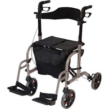 Aidapt Hybrid Duo 2-in-1 Lightweight Folding Rollator Walker Transit Wheelchair